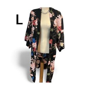 ANOTHER STORY Kimono Duster Size Large Beautiful Large Colourful Floral Pattern